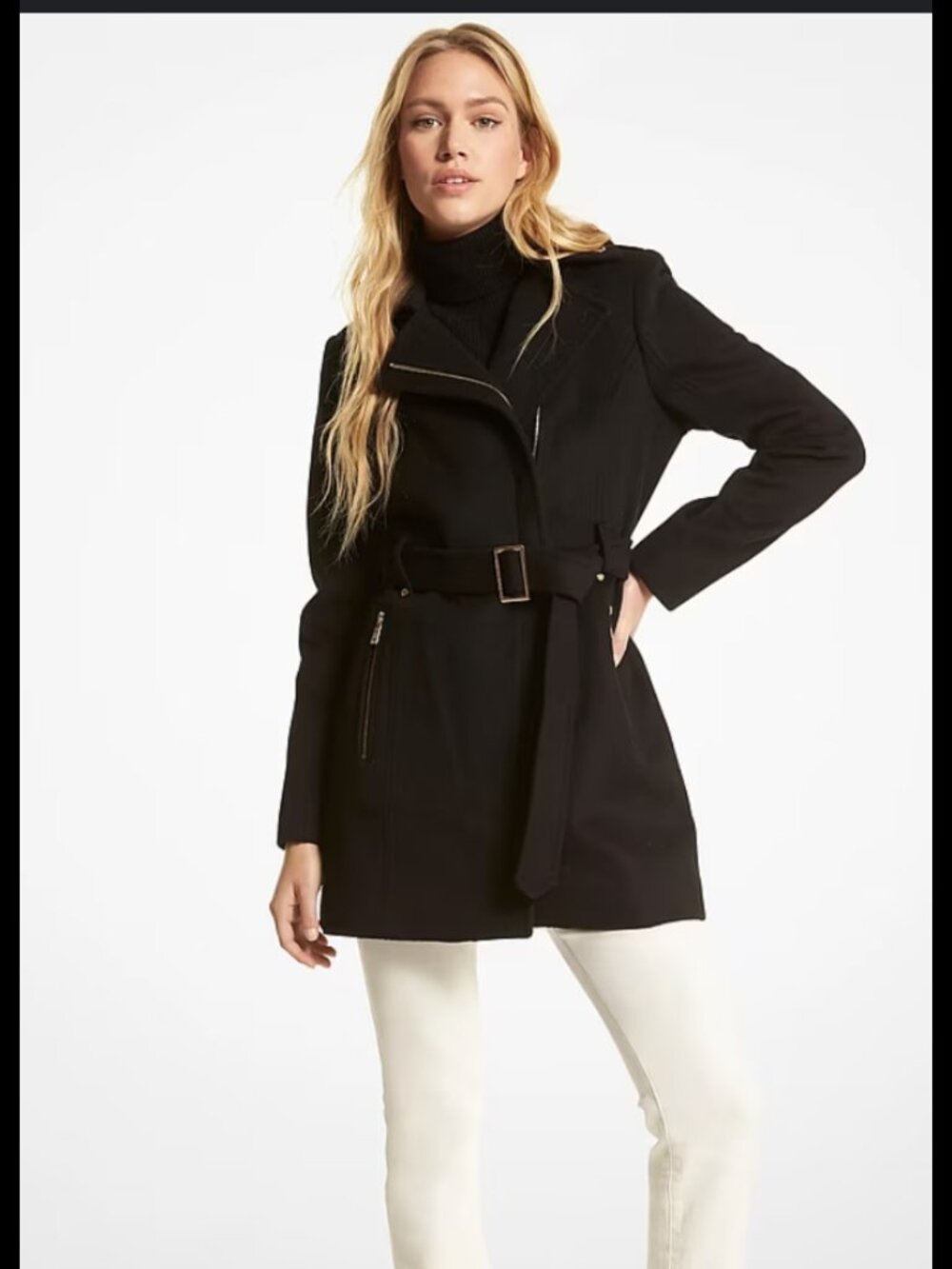 Michael Kors Wool Blend Asymmetric Zip Front